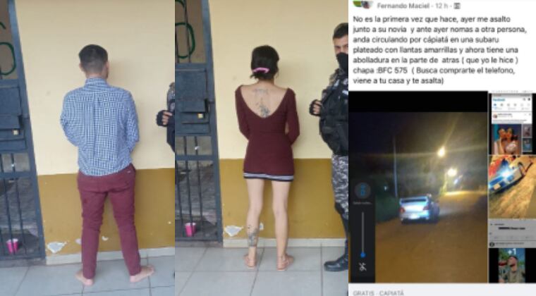 La pareja de asaltantes detenida por los linces fue acusada de haber perpetrado varios robos. Foto: Gentileza.