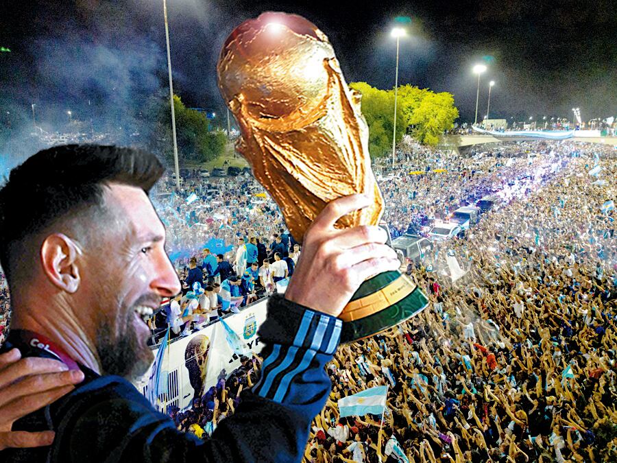Lionel Messi, con la copa del mundo.FOTO:AFP