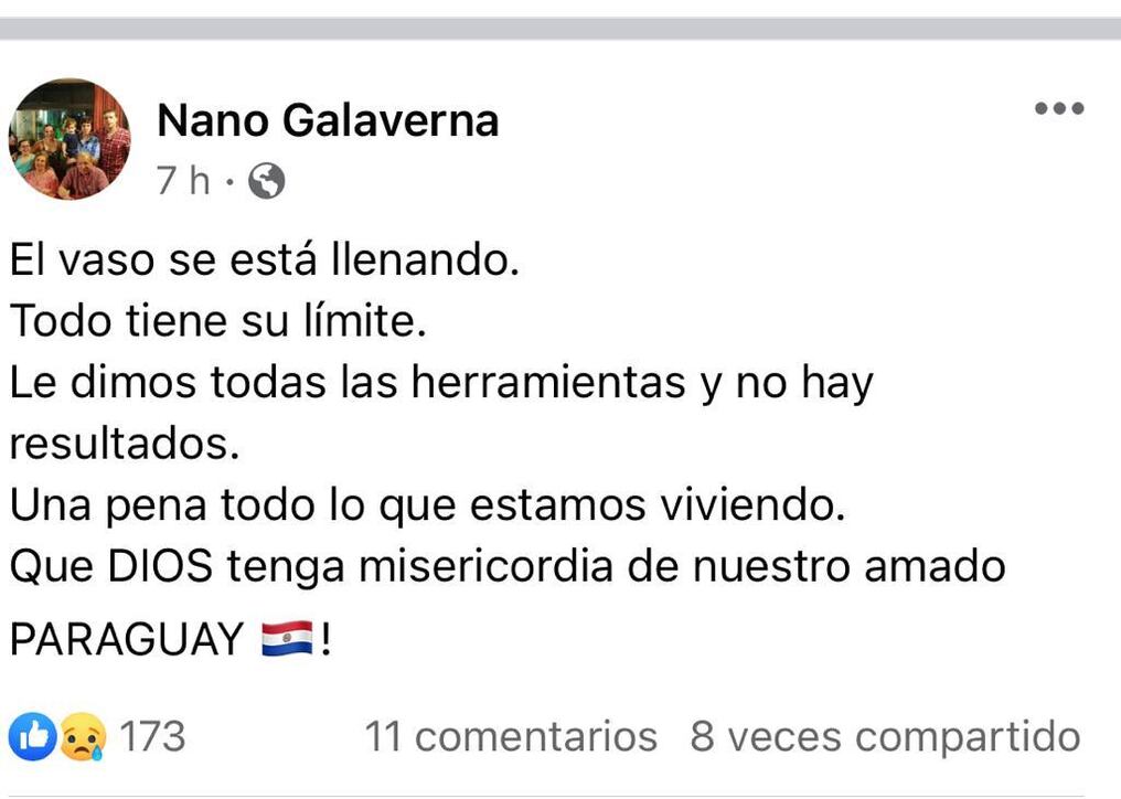 La publicación de "Nano" Galaverna. Foto: Captura de pantalla.