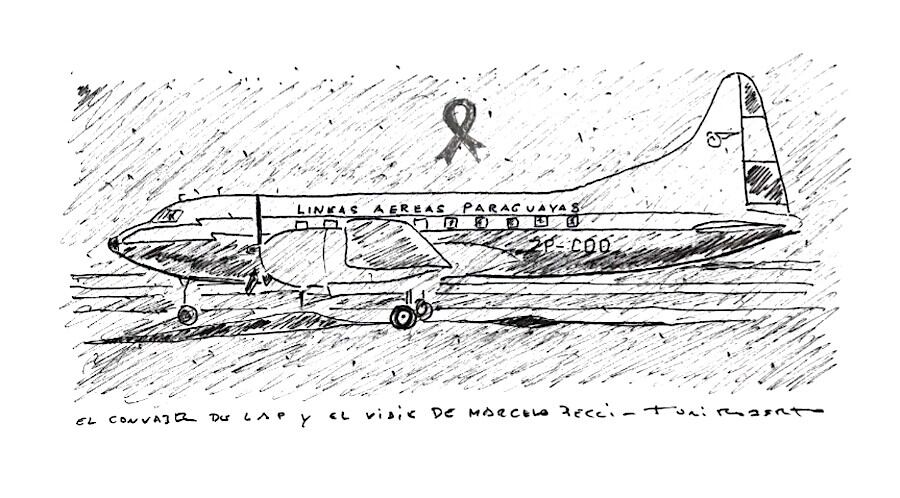 “El último viaje de Marcelo”. Dibujo: Toni Roberto, Asunción 2020