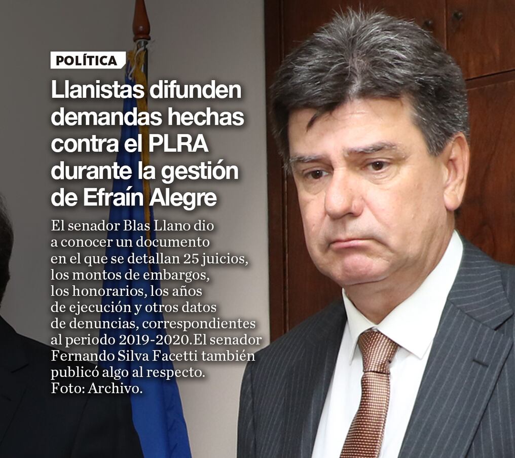 Llanistas difunden demandas hechas contra el PLRA durante la gestión de Efraín Alegre 