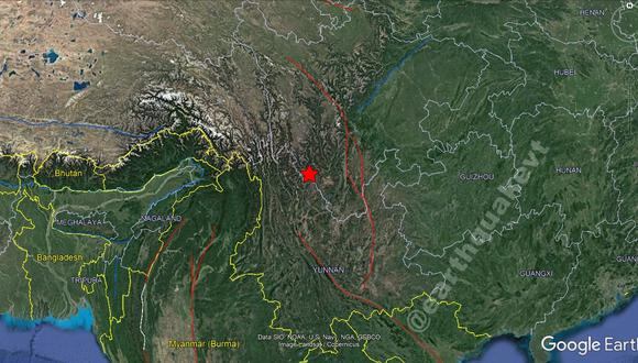 El temblor, de magnitud 5,4 con una profundidad de 38 km, tuvo lugar cerca de las frontera que separa las provincias de Yunan y Sichuan, según el Instituto geofísico de Estados Unidos (USGS). Foto: Gentileza.