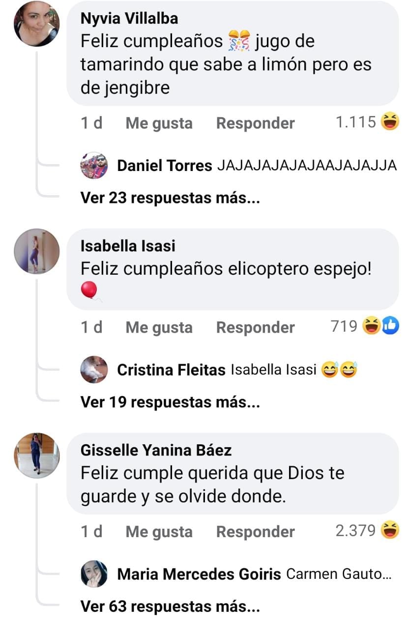 La publicación dedicada al cumpleaños de Amparo Velázquez se colmó de curiosas felicitaciones. Foto: Facebook.