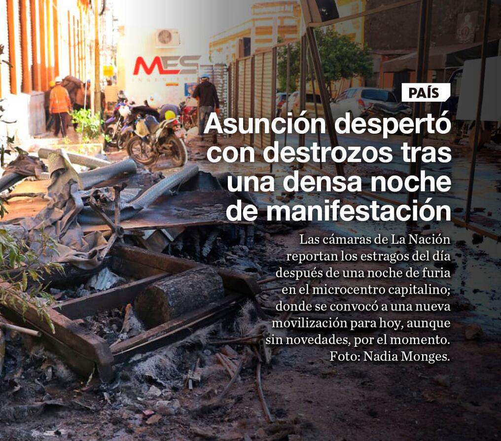 Asunción despertó con destrozos tras una densa noche de manifestación