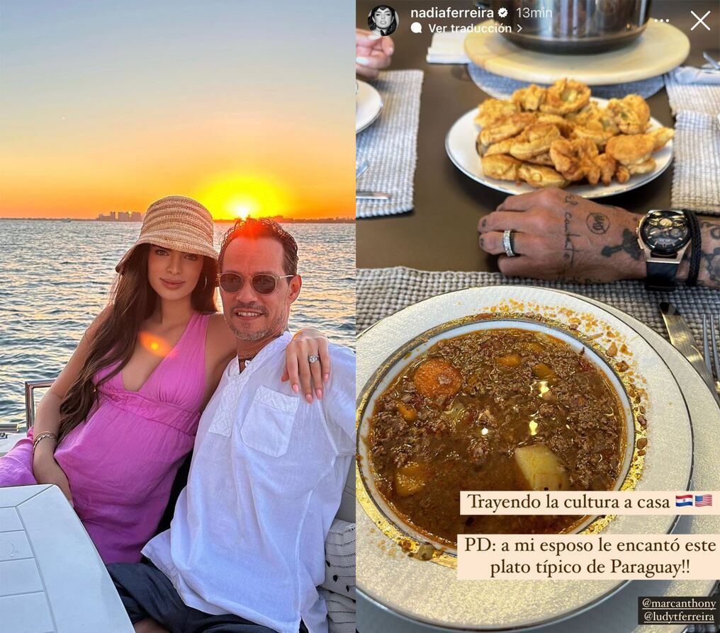 Nadia Ferreira y Marc Anthony tuvieron un almuerzo paraguayo este lunes último. Foto: Gentileza