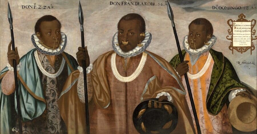 "Los mulatos de esmeraldas” - Andrés Sánchez Gallque, pintor mestizo, 1599 (Museo de América, Madrid, España).