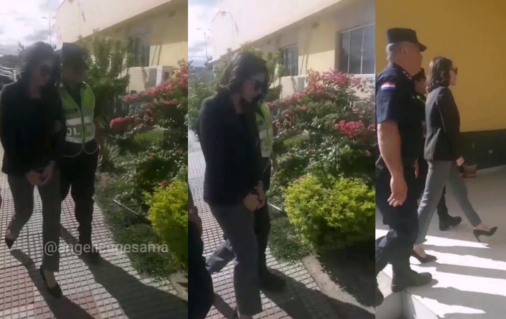 Claudia Guillén se presentó en la Comisaría Décima, donde quedó por unos minutos y finalmente fue trasladada al Departamento de Seguridad Turística de la Policía Nacional. Foto: Captura de video.