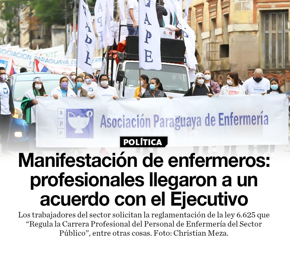 Manifestación de enfermeros: profesionales llegaron a un acuerdo con el Ejecutivo