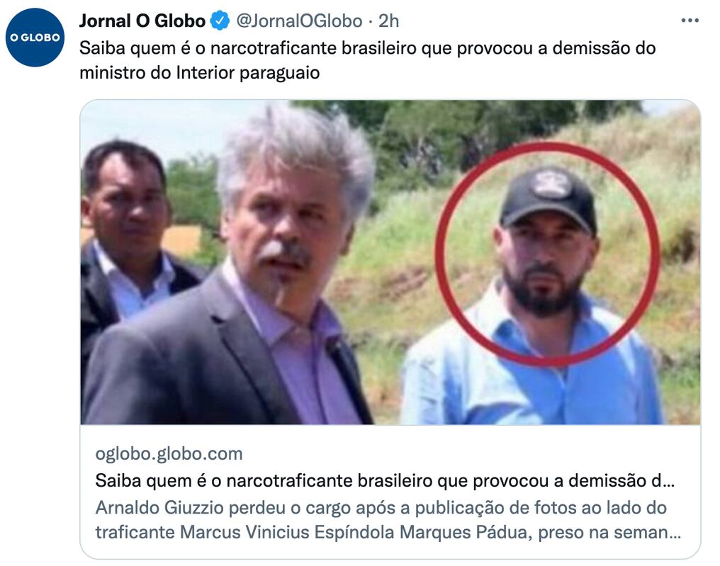 Publicación del medio brasileño O Globo. Foto: Captura de pantalla