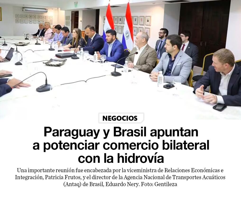 Paraguay y Brasil apuntan a potenciar comercio bilateral con la hidrovía