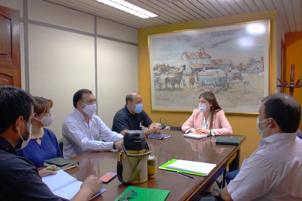 Autoridades del MAG y otras entidades en la reunión donde se planificó instalar las parcelas en escuelas agrícolas. Foto: Gentileza.