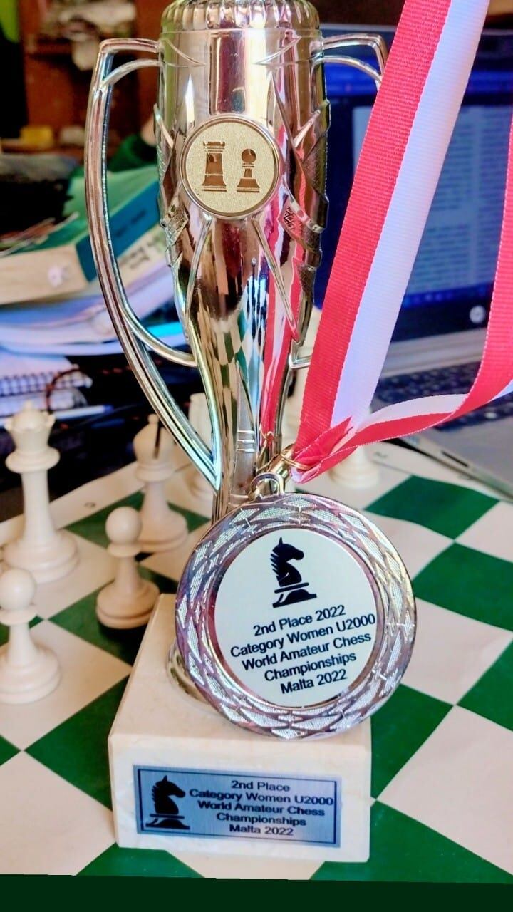 Paraguay, de la mano de Helen Montiel se alzó con el título de vicecampeón amateur categoría 2000 en el Mundial Amateur de Ajedrez desarrollado en Malta. Foto: Gentileza.