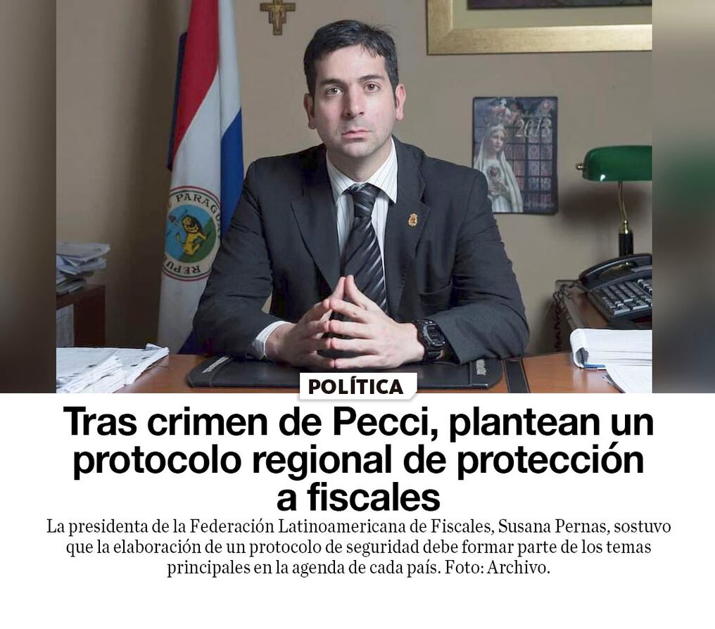 Tras crimen de Pecci plantean un protocolo regional de protección a fiscales
