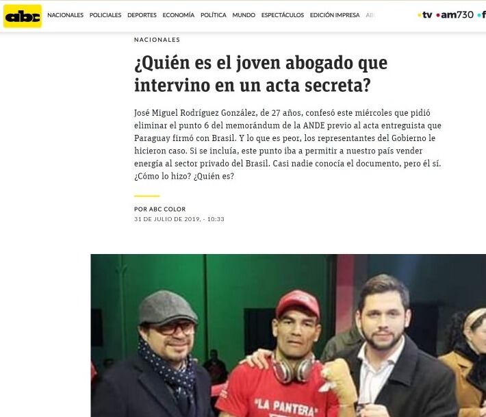 El cuestionado Joselo Rodríguez, quien según las publicaciones de Abc, negociaba en nombre del actual vicepresidente. Foto: captura de pantalla. 