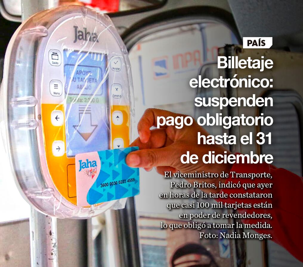 Billetaje electrónico: suspenden pago obligatorio hasta el 31 de diciembre