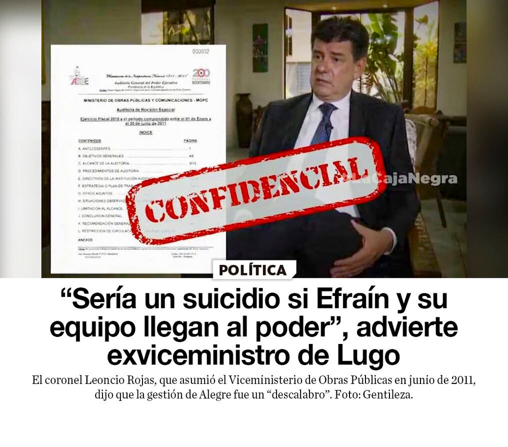 “Sería un suicidio si Efraín y su equipo llegan al poder”, advierte exviceministro de Lugo