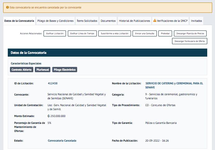 La presión mediática obligó al Senave a desistir de esta compra del denominado “cocido de oro”. Foto: Captura de pantalla