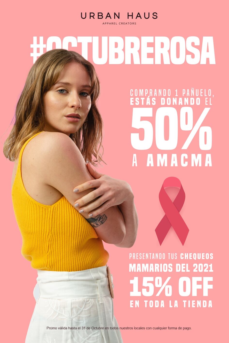 La renombrada tienda de ropas no solo mima con promociones y descuentos a sus clientas que se hagan sus chequeos médicos, sino que también donará el 50% de la venta de pañoletas a la Fundación Amacma. Foto: Gentileza.