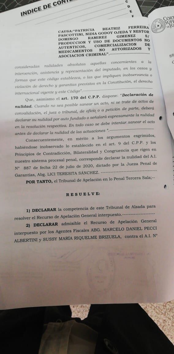 El Tribunal de Apelación rechazó las recusaciones y revocó el arresto domiciliario para la presidenta de la firma Imedic, Patricia Ferreira, y de la directora de la misma, Nidia Godoy. Foto: Gentileza.