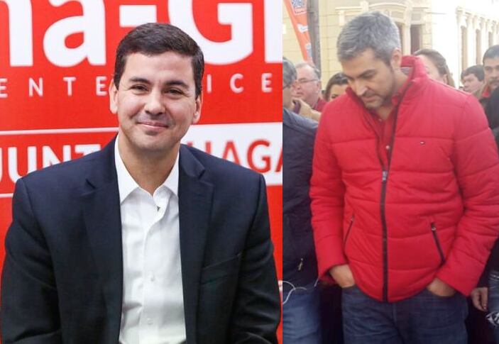 Santiago Peña y Mario Abdo Benítez, precandidatos de la ANR a la nominación para la candidatura presidencial.
