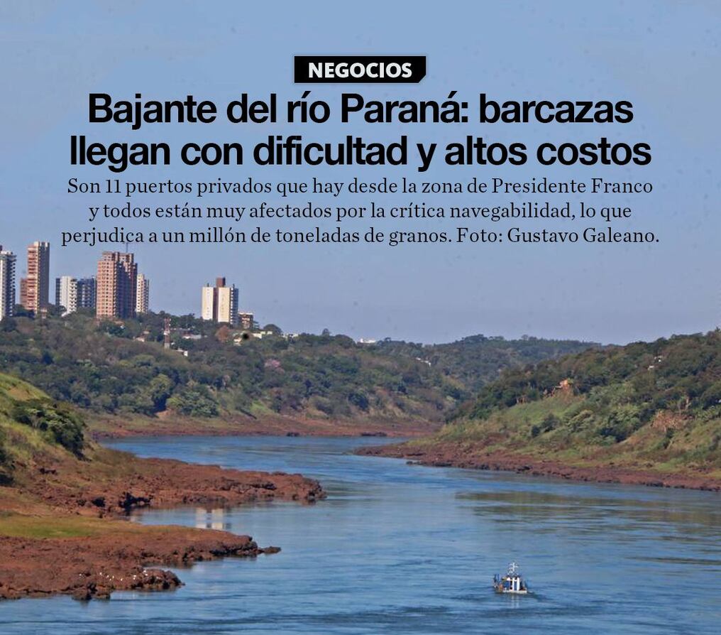 Bajante del río Paraná: barcazas llegan con dificultad y altos costos