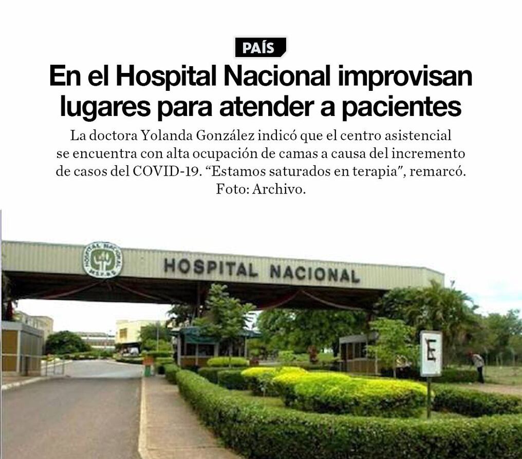 En el Hospital Nacional improvisan lugares para atender a pacientes