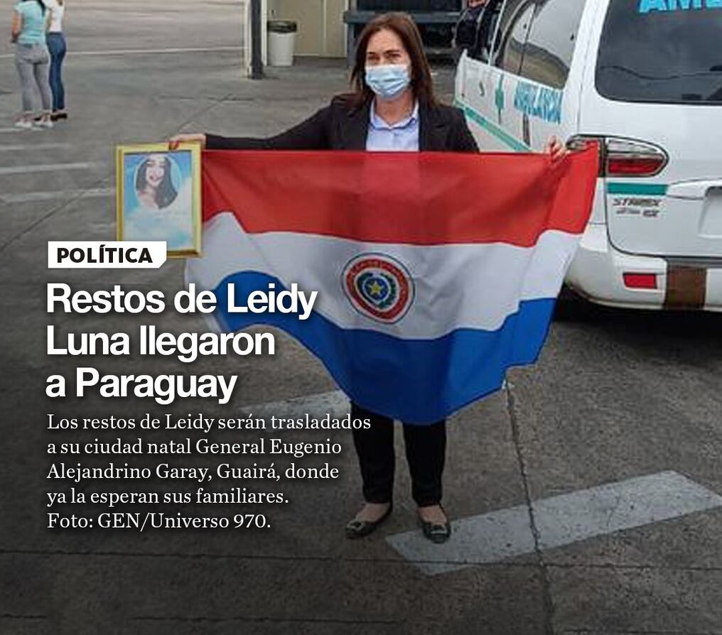 Restos de Leidy Luna llegaron a Paraguay