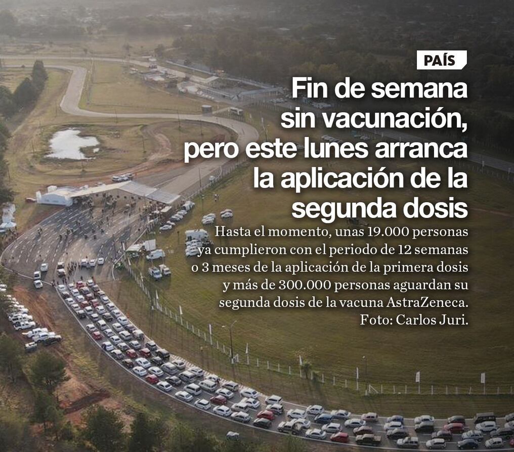 Fin de semana sin vacunación, pero este lunes arranca la aplicación de la segunda dosis