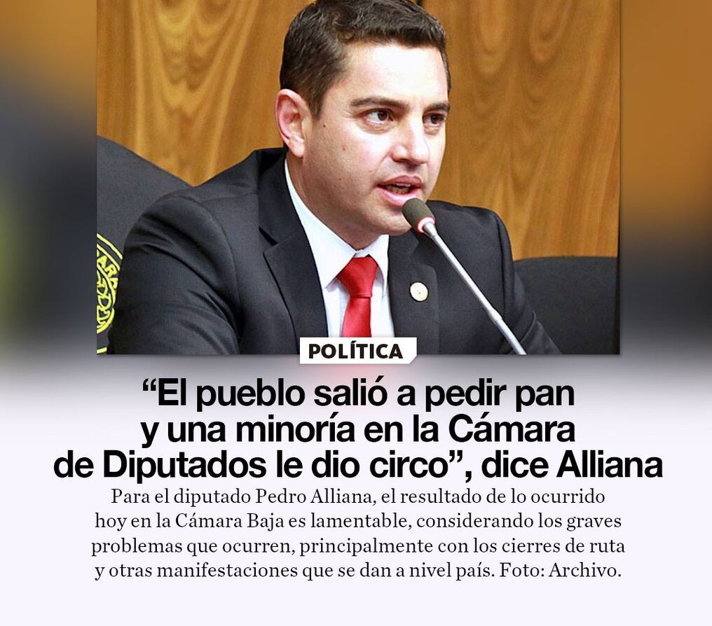 “El pueblo salió a pedir pan y una minoría en la Cámara de Diputados le dio circo”, dice Alliana  