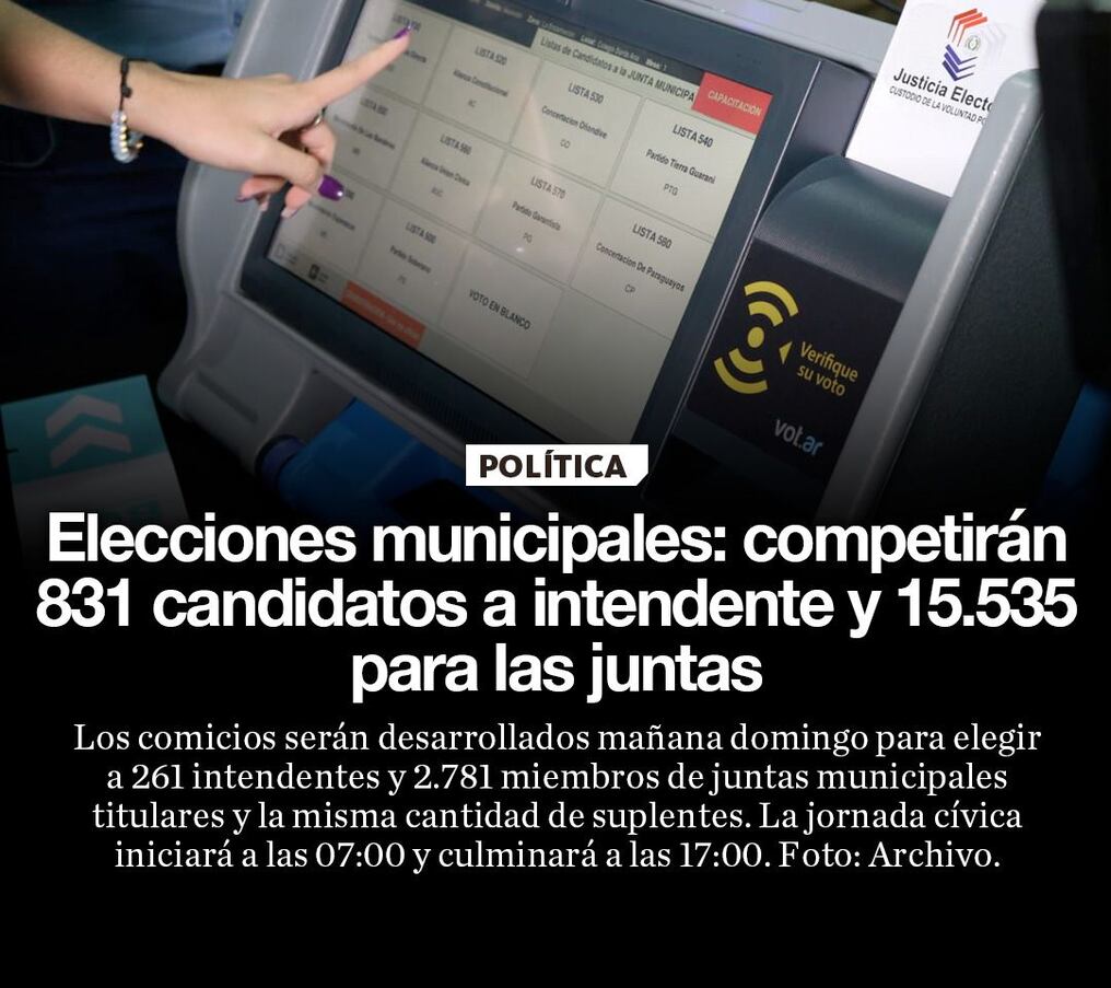 Elecciones municipales: competirán 831 candidatos a intendente y 15.535 para las juntas 