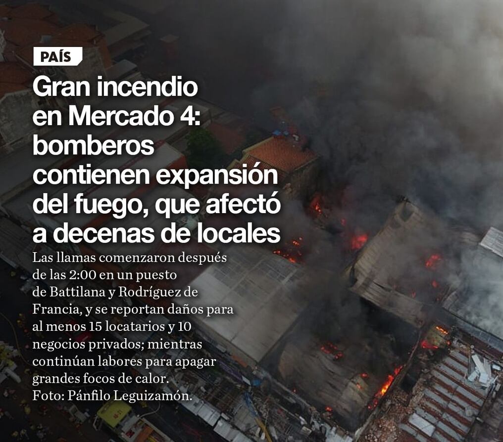 Gran incendio en Mercado 4: bomberos contienen expansión del fuego que afectó a decenas de locales