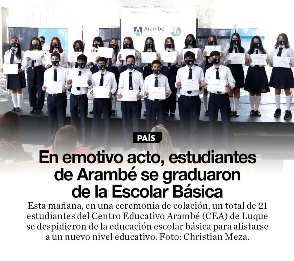 En emotivo acto, estudiantes de Arambé se graduaron de la Escolar Básica
