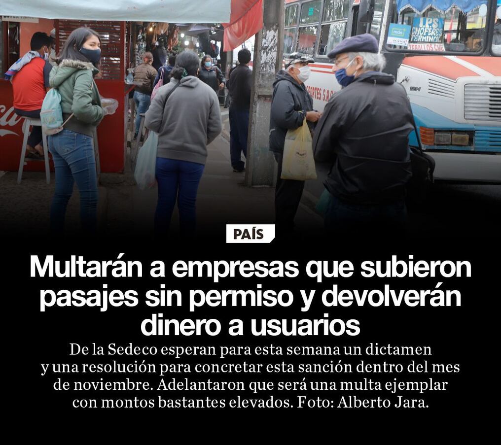 Multarán a empresas que subieron pasajes sin permiso y devolverán dinero a usuarios