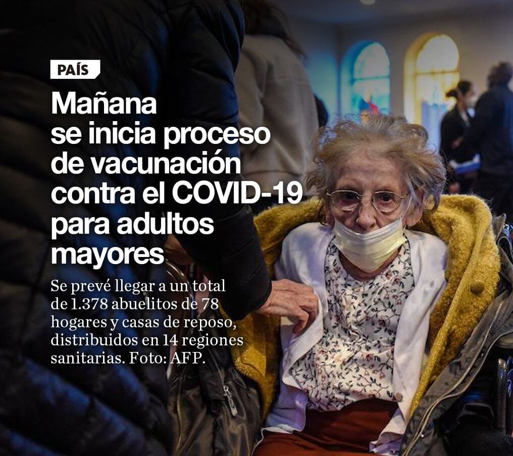 Mañana se inicia proceso de vacunación contra el COVID-19 para adultos mayores