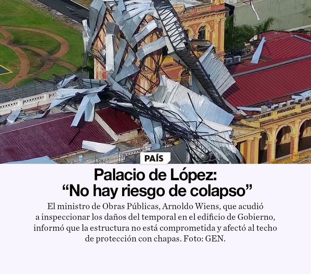 Palacio de López: “No hay riesgo de colapso”