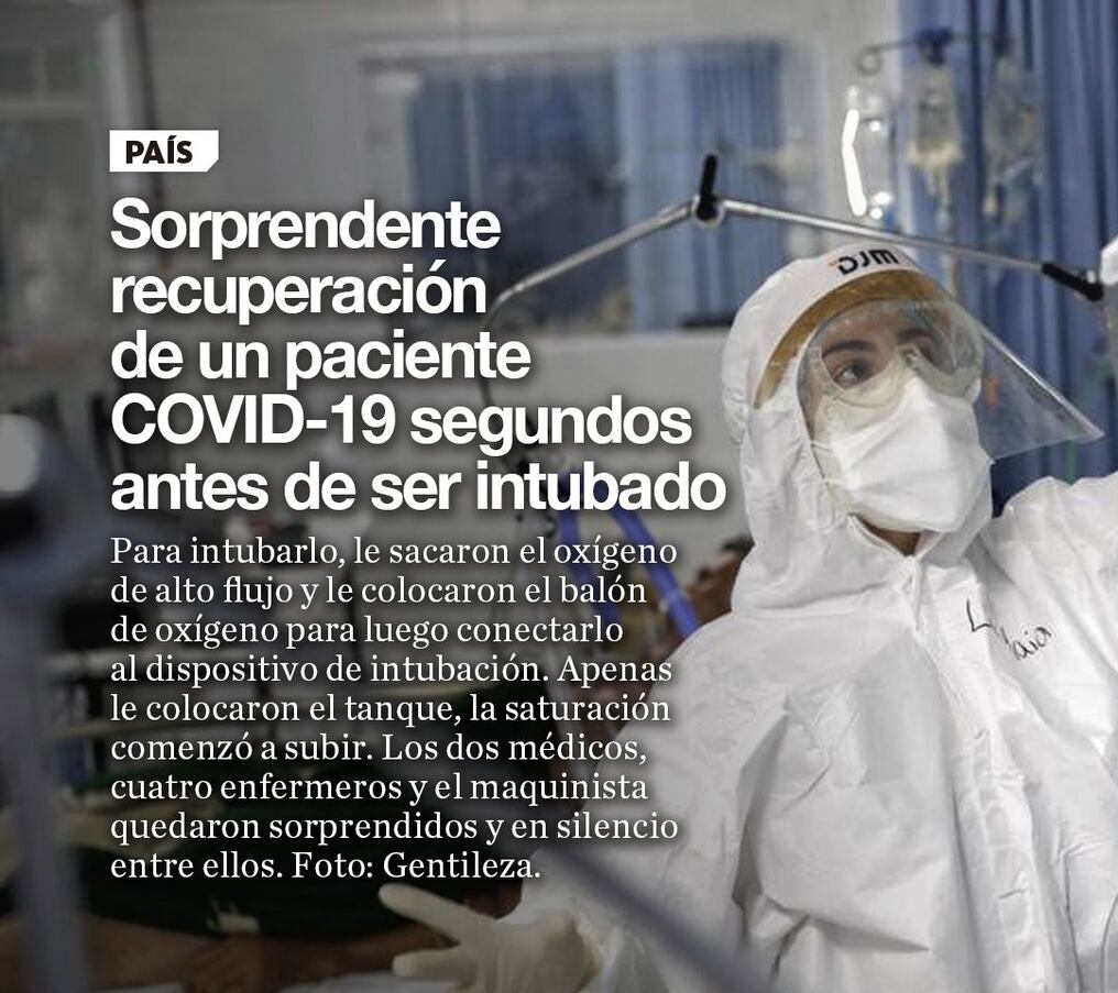 Sorprendente recuperación de un paciente COVID-19 segundos antes de ser intubado