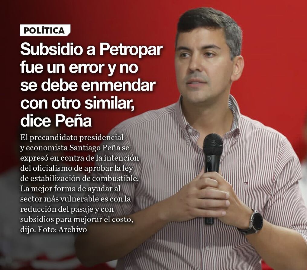 Subsidio a Petropar fue un error y no se debe enmendar con otro similar, dice Peña