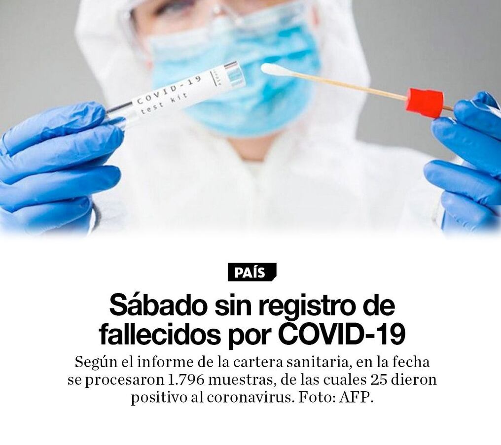 Sábado sin registro de fallecidos por COVID-19