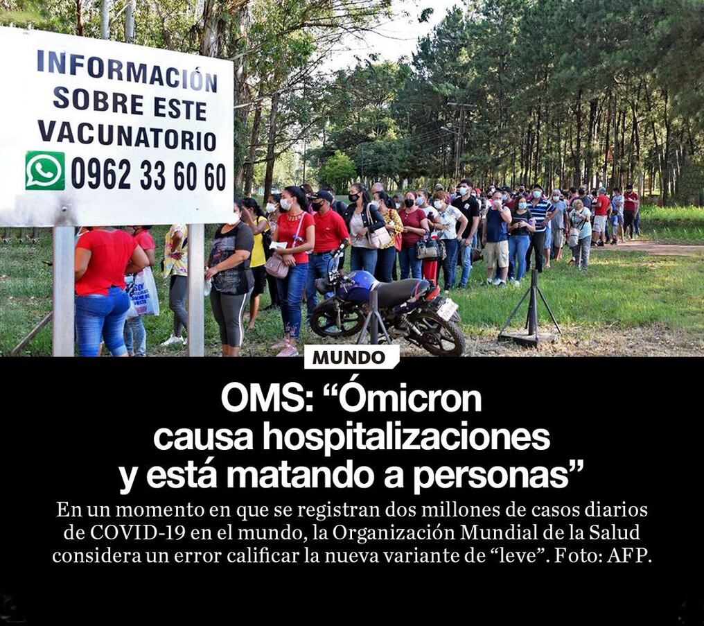 OMS: “Ómicron causa hospitalizaciones y está matando a personas”