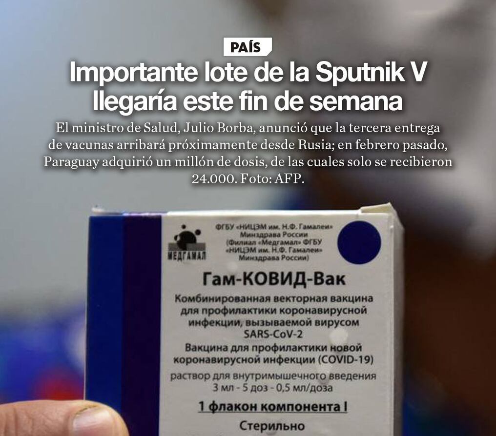 Importante lote de la Sputnik V llegaría este fin de semana