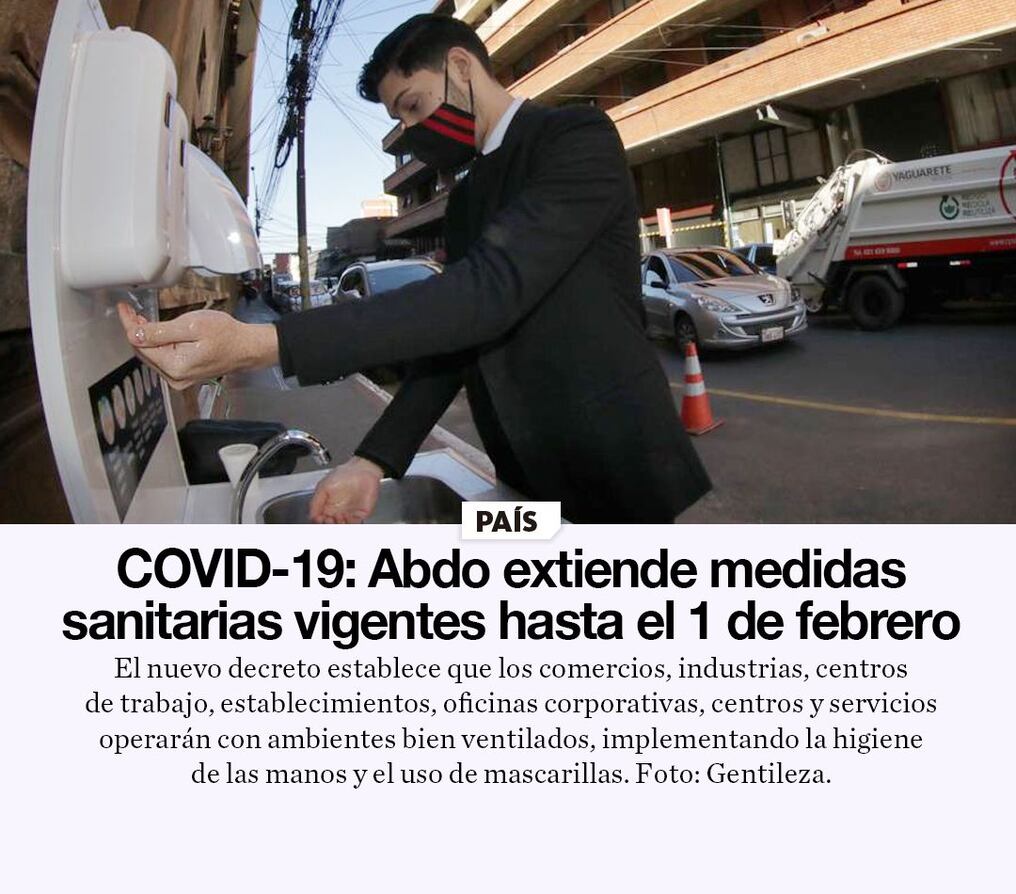 COVID-19: Abdo extiende medidas sanitarias vigentes hasta el 1 de febrero