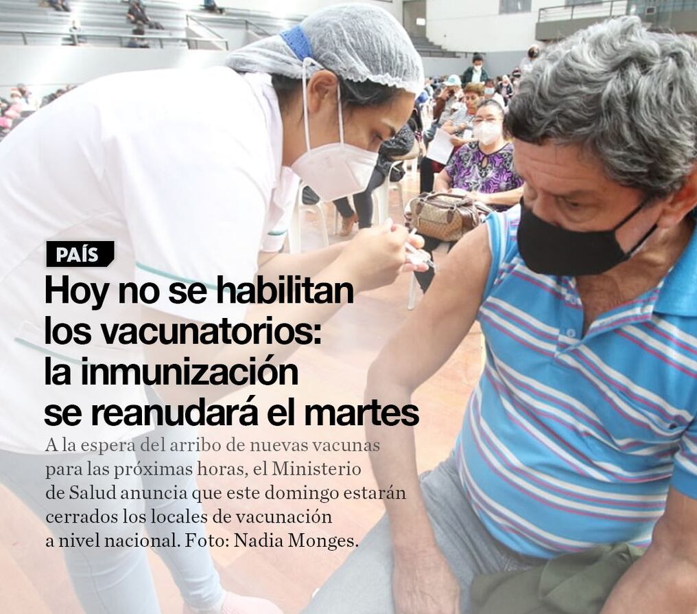 Hoy no se habilitan los vacunatorios: la inmunización se reanudará el martes