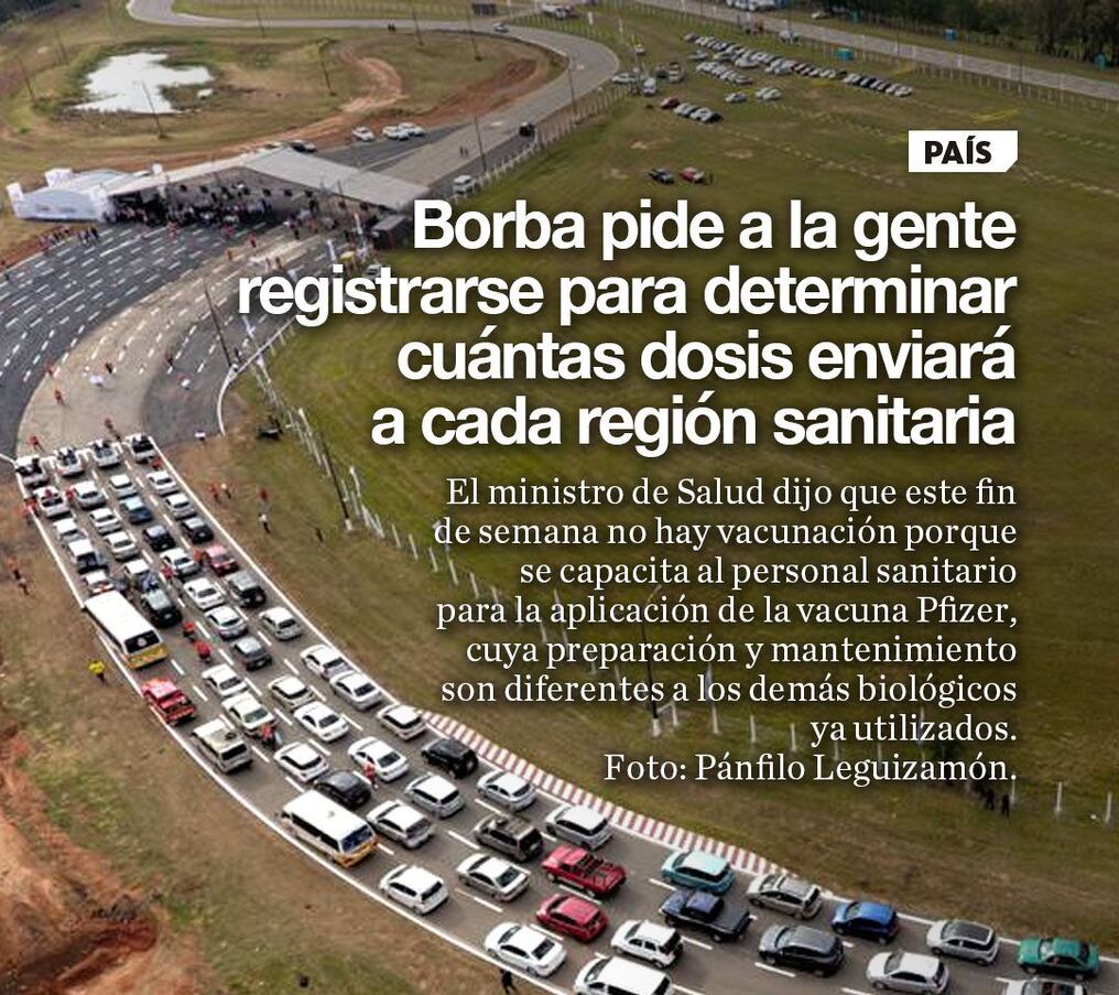Borba pide a la gente registrarse para determinar cuántas dosis enviará a cada región sanitaria