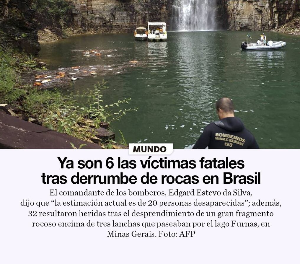 Ya son 6 las víctimas fatales tras derrumbe de rocas en Brasil