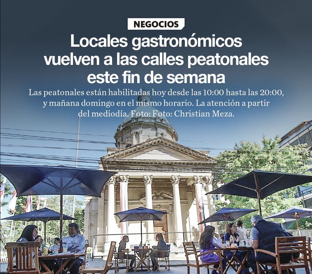 Locales gastronómicos vuelven a las calles peatonales este fin de semana