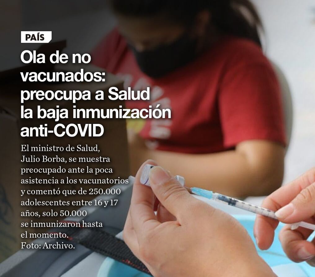 Ola de no vacunados: preocupa a Salud la baja inmunización anti-COVID