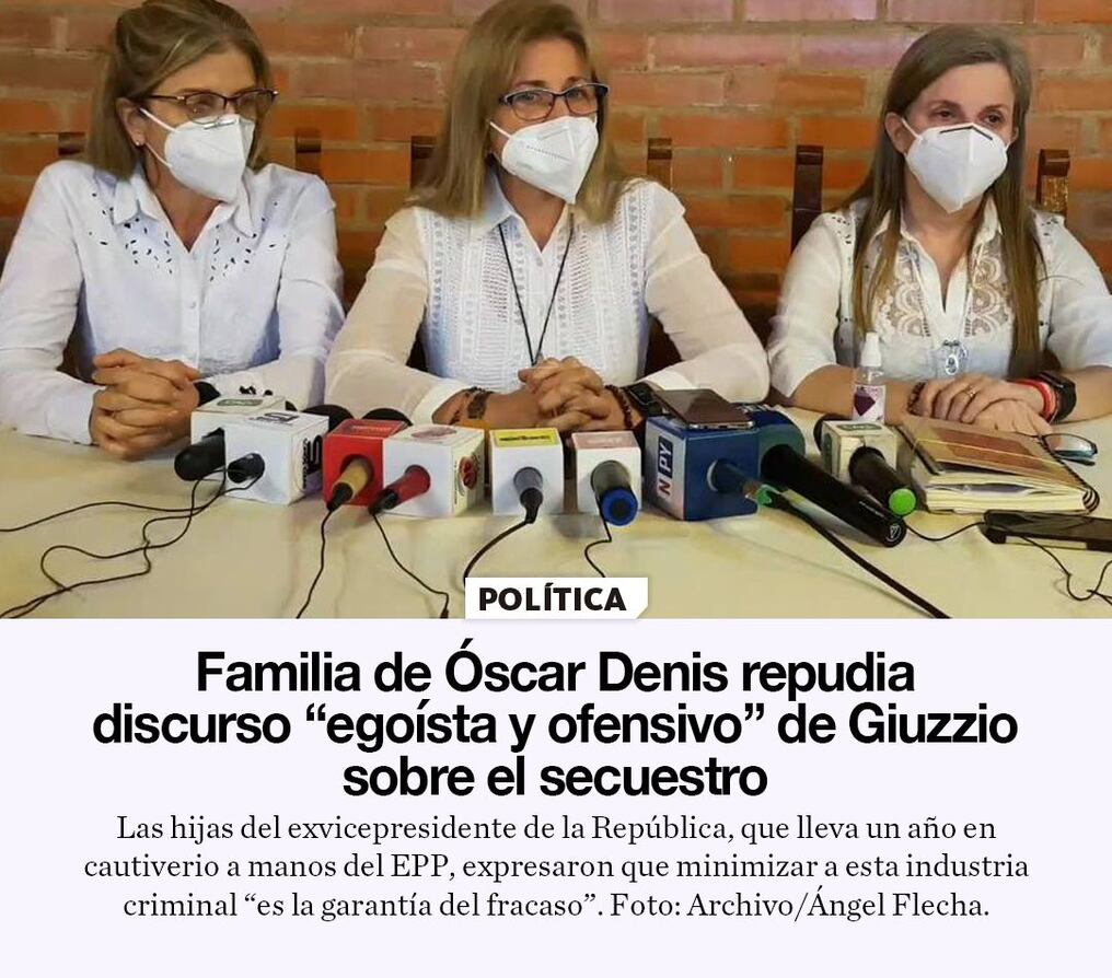 Familia de Óscar Denis repudia discurso “egoísta y ofensivo” de Giuzzio sobre el secuestro