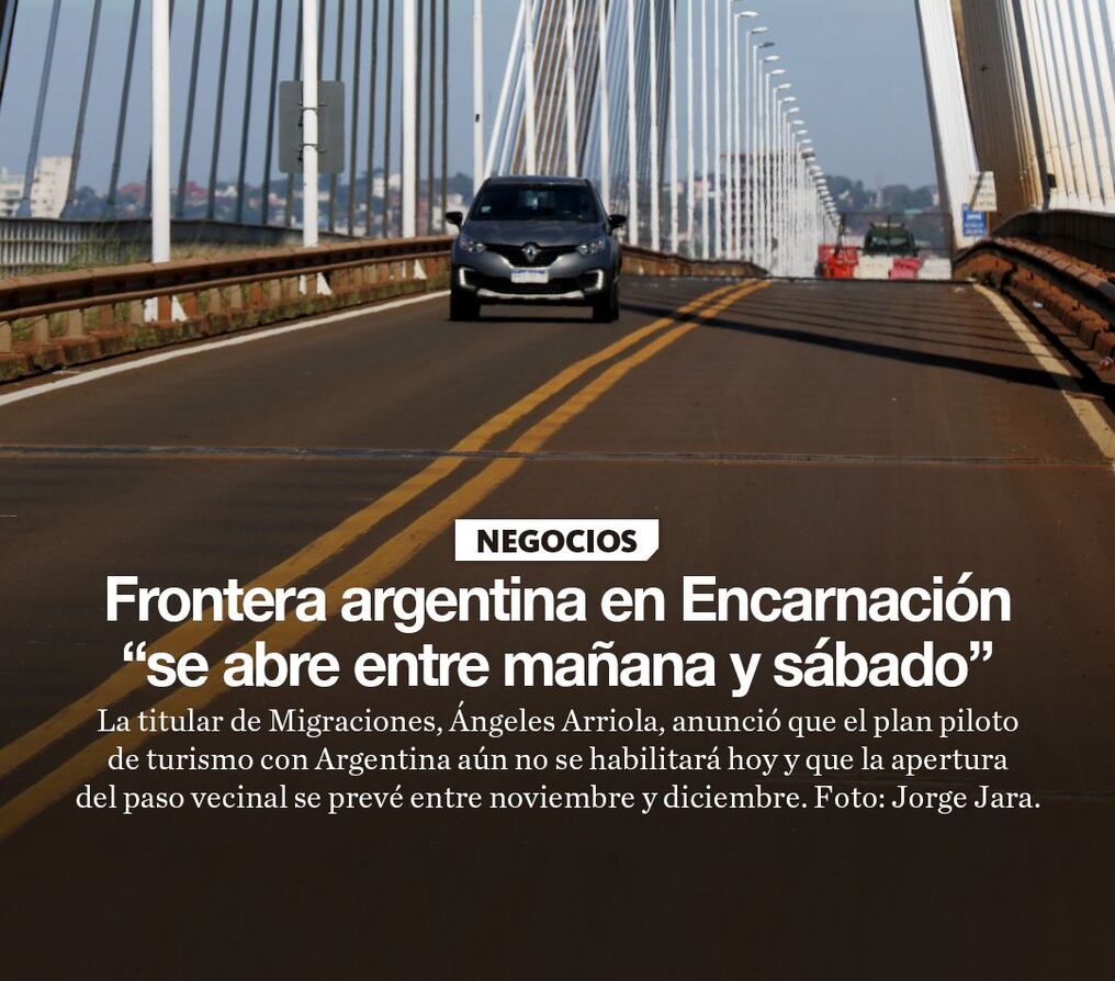 Frontera argentina en Encarnación “se abre entre mañana y sábado”