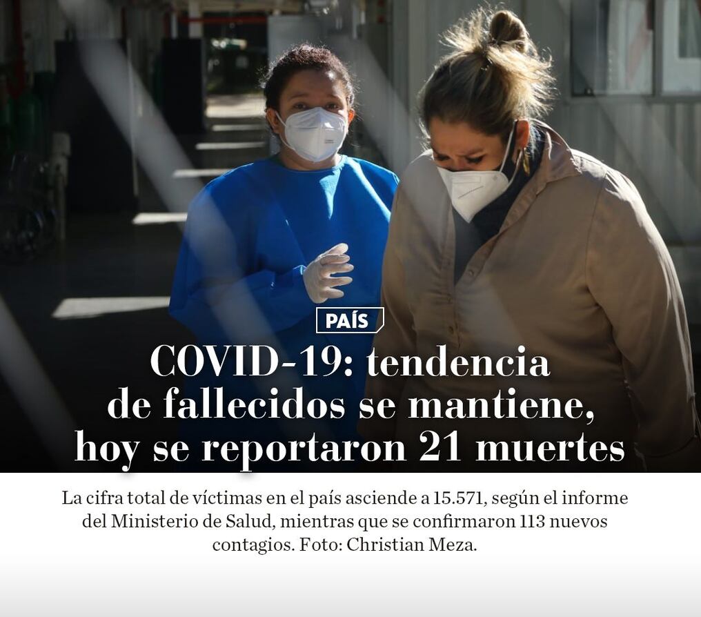 COVID-19: tendencia de fallecidos se mantiene, hoy se reportaron 21 muertes 