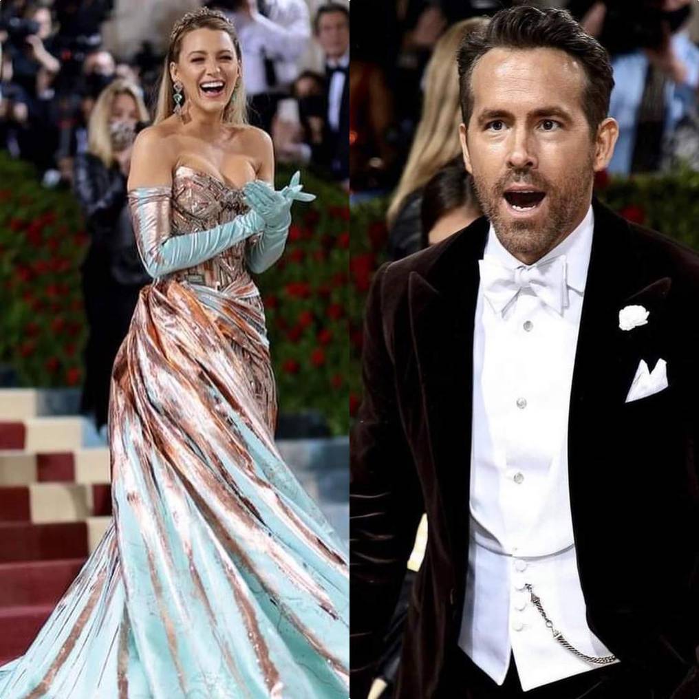 pastel compacto síndrome La Nación / Ryan Reynolds, impactado con el vestido de Blake Lively en Met  Gala